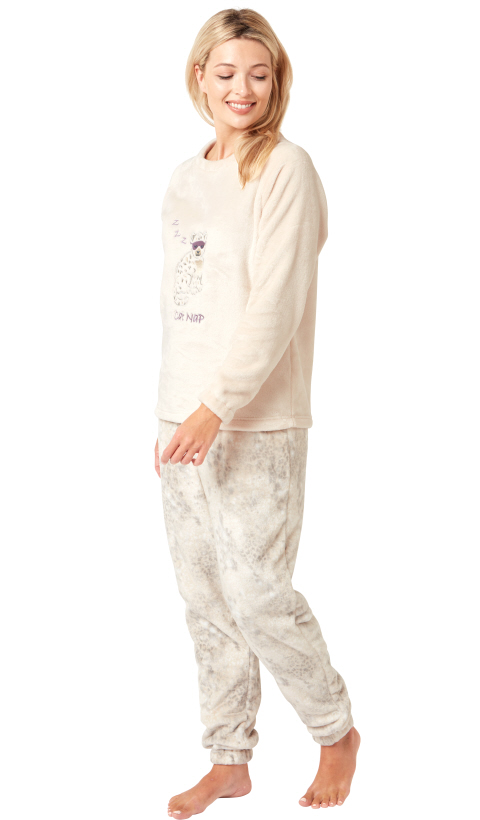 Indigo Sky Cheetah Embroidered Fleece Pyjama